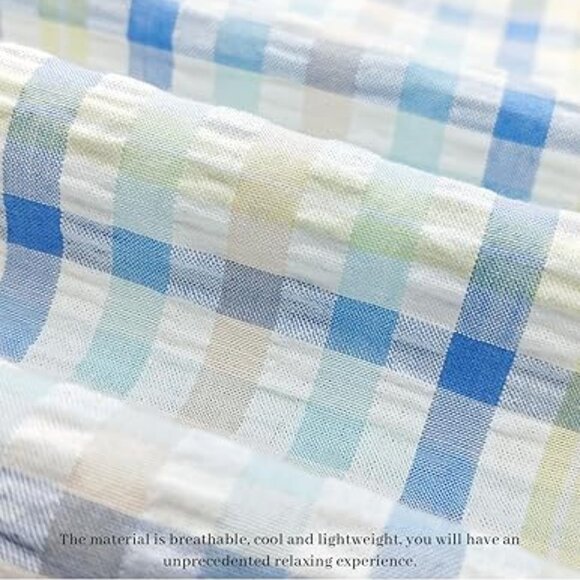 Women 100% Cotton Cute Short Pajama Set 2 Piece Casual Lounge Sets Y2k Plaid Pj - Picture 2 of 6